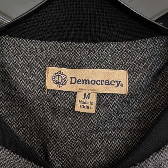 Democracy Banded Bomber Jacket Lightweight Gray Black Medium - Picture 6 of 16